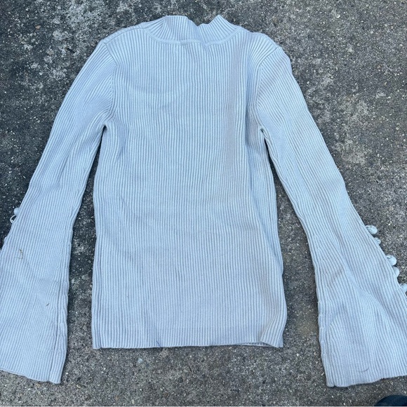 Sweater with pom pom fringe on sleeve - Picture 2 of 5